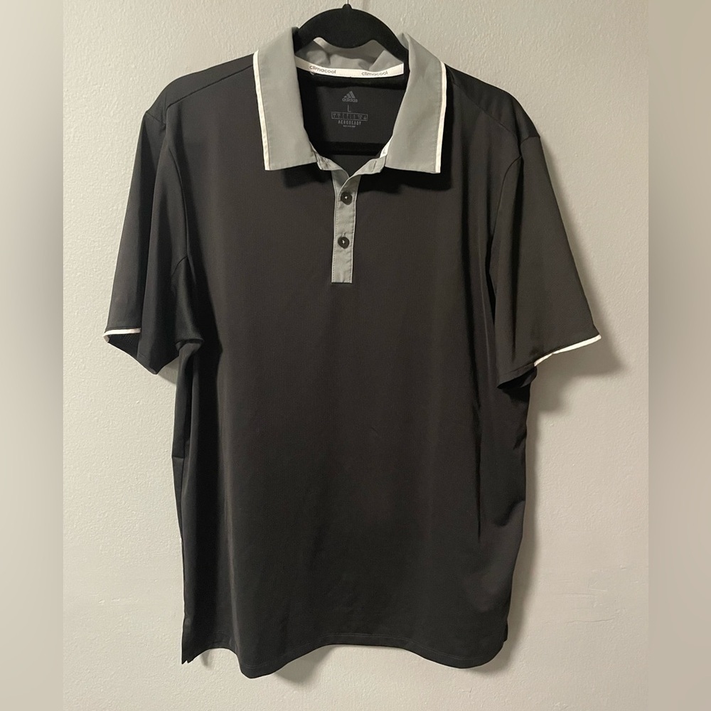 Adidas climacool aeroready polo shirt in black. Size Large